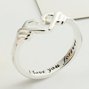 Stylish Silver Romantic Heart Hand Hug Ring for Women & Couples - Punk Wedding Finger Jewelry & Gifts
