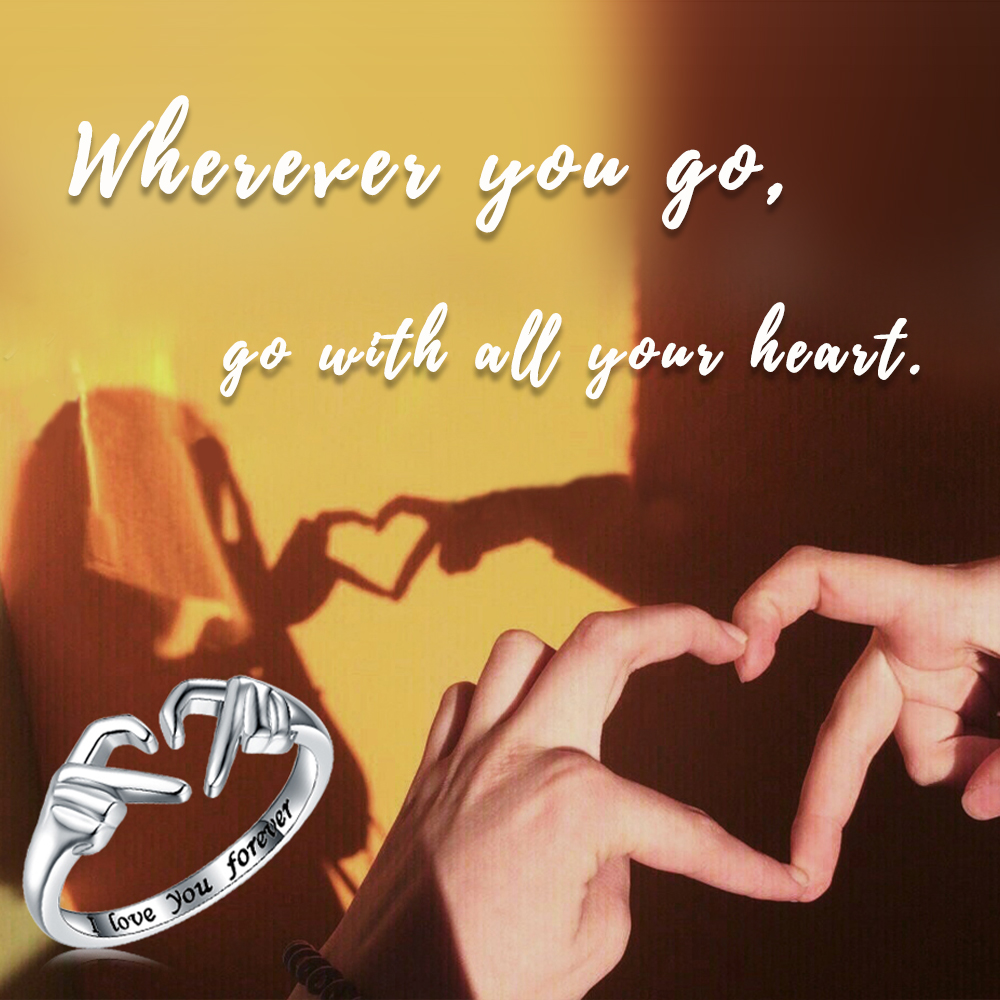 Stylish Silver Romantic Heart Hand Hug Ring for Women & Couples - Punk Wedding Finger Jewelry & Gifts - Image 7