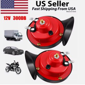 2PC 12V 300DB Super Loud Waterproof Train Air Horn for Motorcycle, Car, Truck, SUV, and Boat