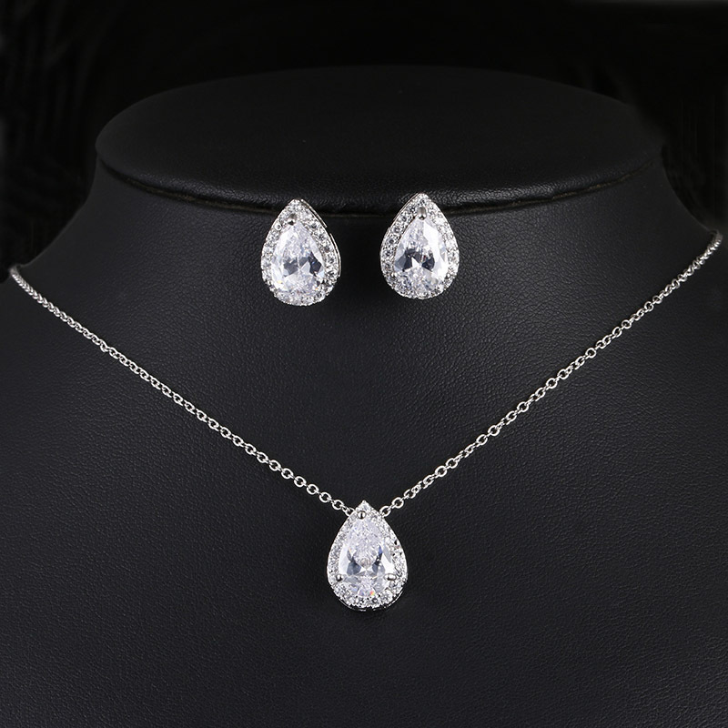 Stunning Water Drop Gemstone Necklace and Earrings Jewelry Set - Image 8