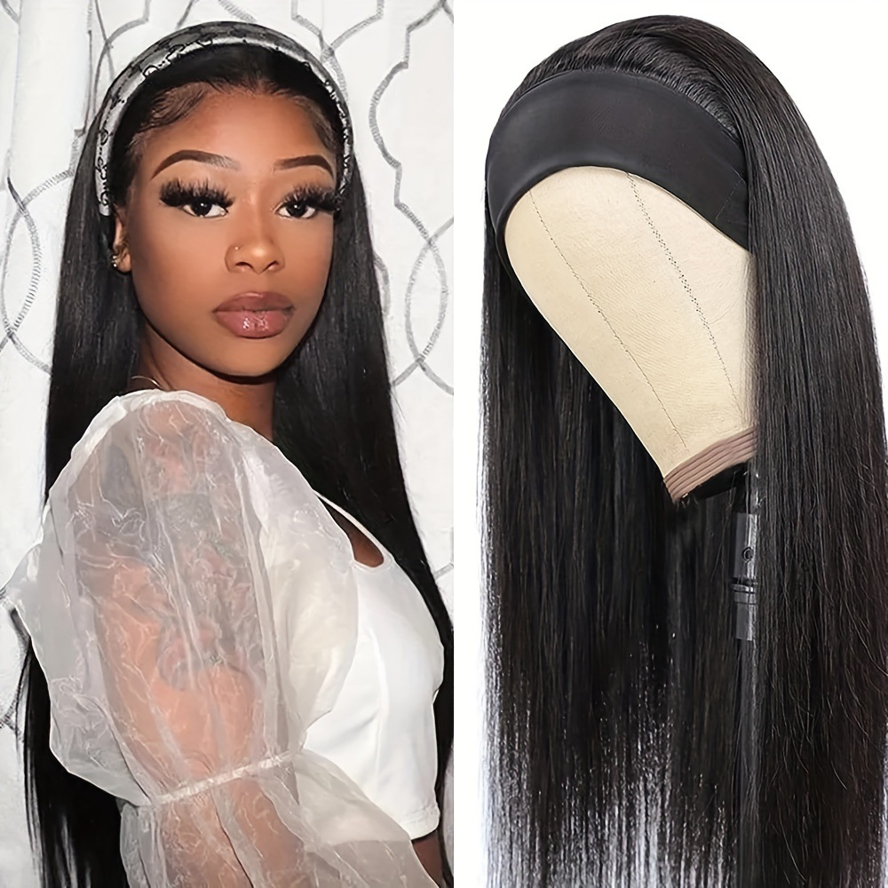 Headband Wig with Headscarf - Long Straight & Curly Hair Options - Image 5