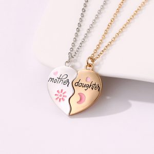 2PCS Mother Daughter Matching Heart Necklace Set - Stylish Magnetic Pendants for Mother's Day Gifts