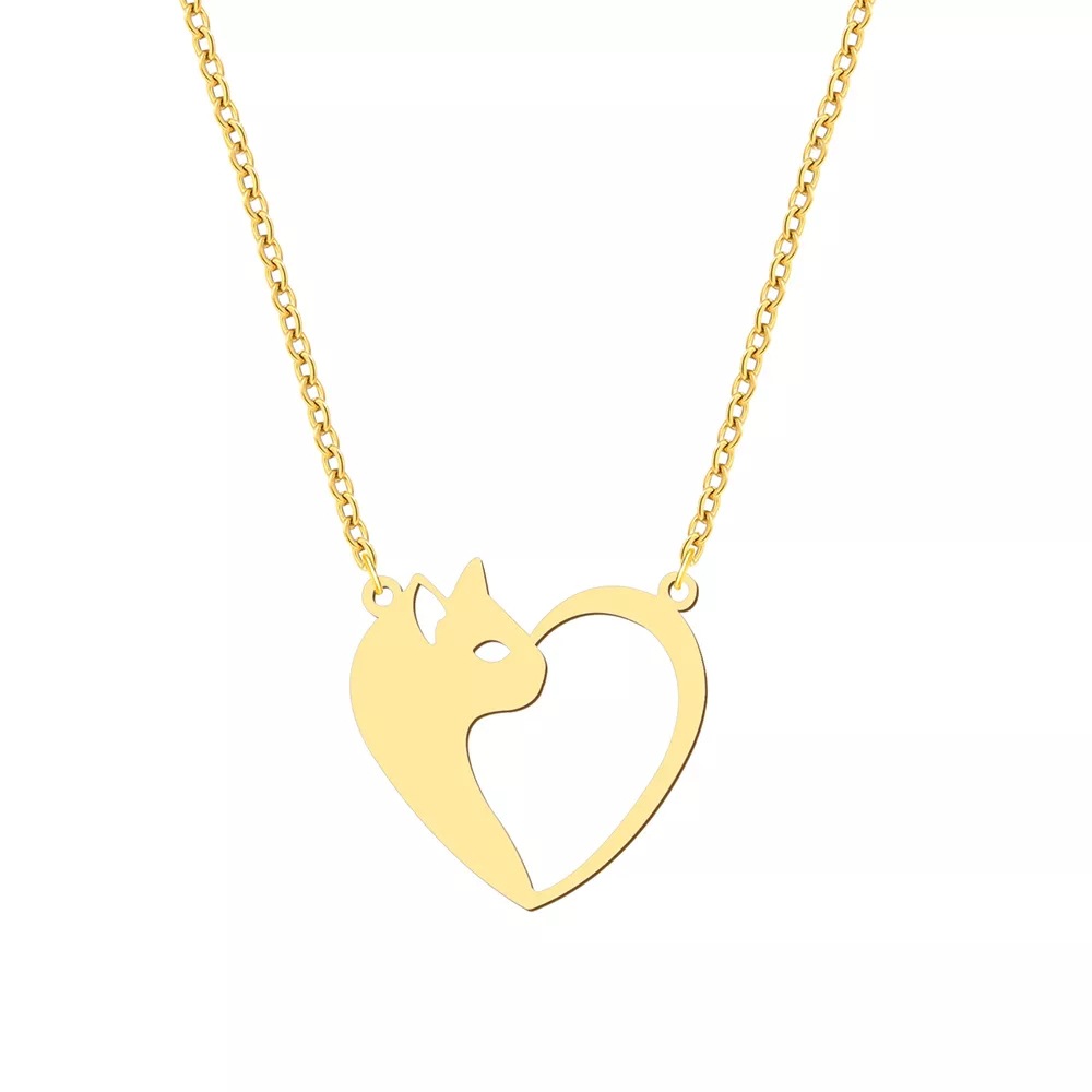 Stylish Women's Stainless Steel Jewelry - Heart Cat Hollow Pendant Choker & Clavicle Chain - Perfect Fashion Necklaces for Gifts to Women & Girls - Image 3