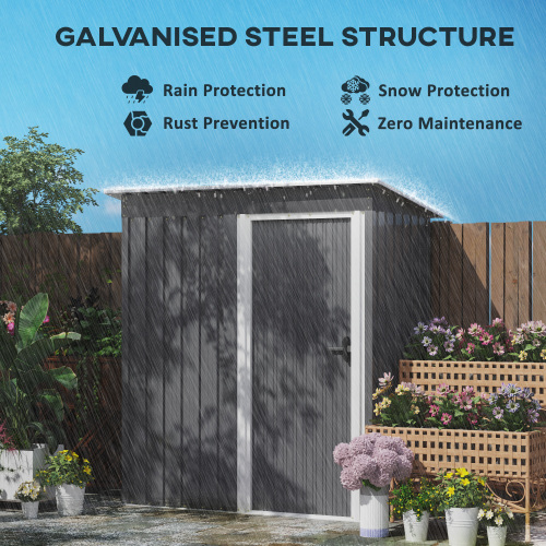 Outsunny 5 X 3ft Light Grey Garden Storage Shed with Sliding Door & Sloped Roof for Outdoor Tools and Equipment - Image 5