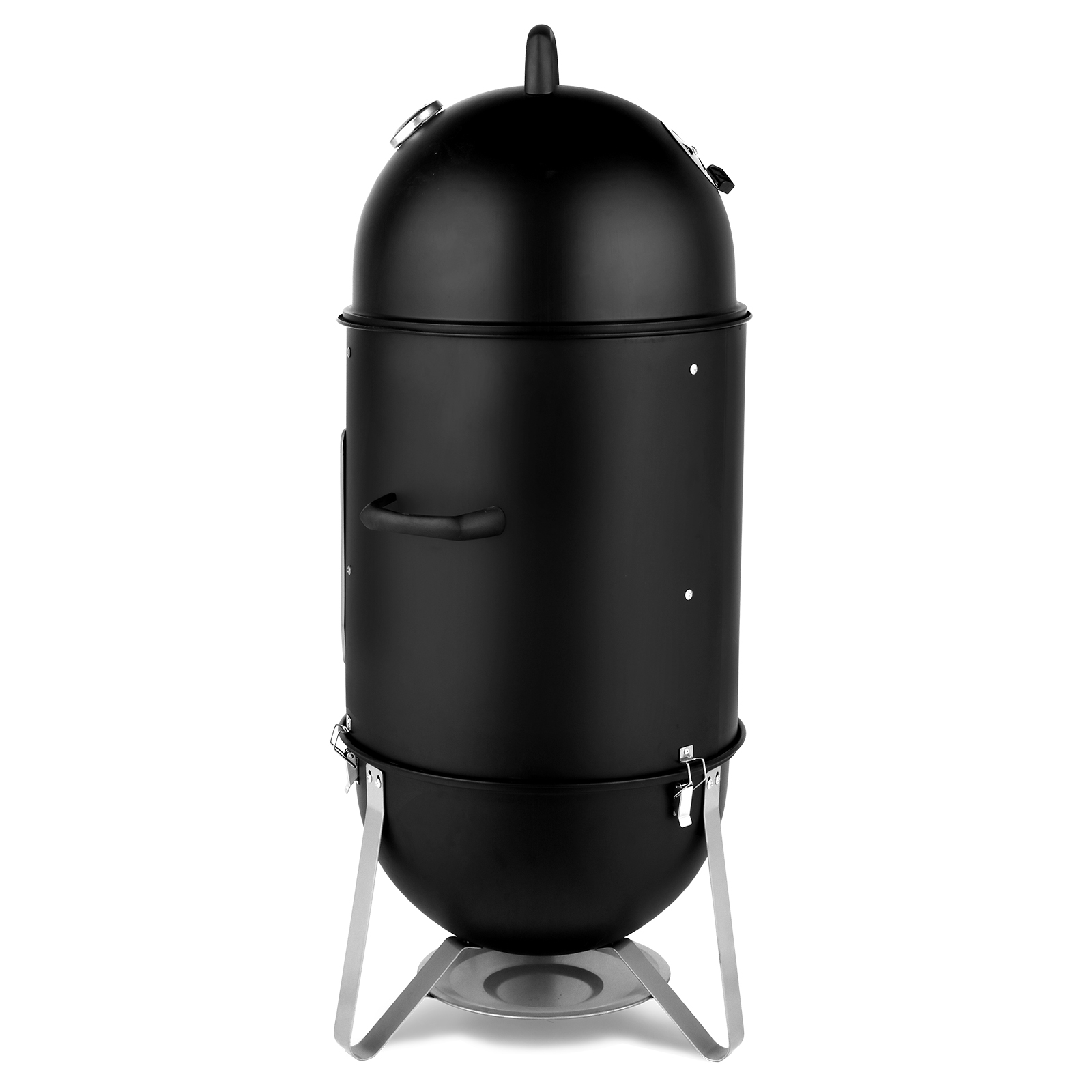 48x48x119cm Black 3-Tier Oval Cylinder Smoker - Heavy-Duty Charcoal Grill - Image 11