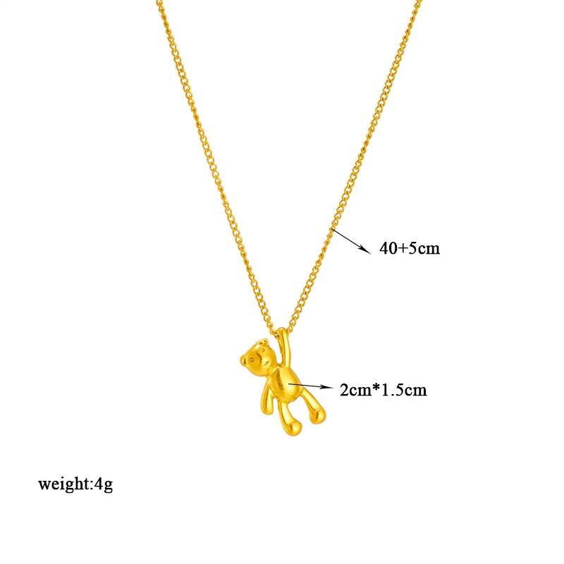 Adorable Three-Dimensional Bear Pendant Necklace in Titanium Steel Chain - Versatile Charm for Every Occasion - Image 5