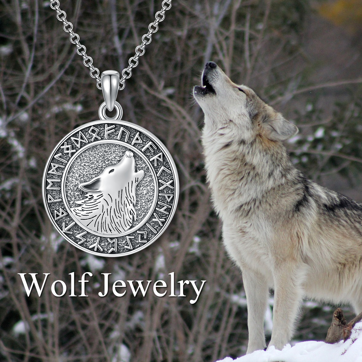 Viking Wolf Pendant Necklace - Viking Jewelry with Runes Coin Design for Men & Women - Image 6