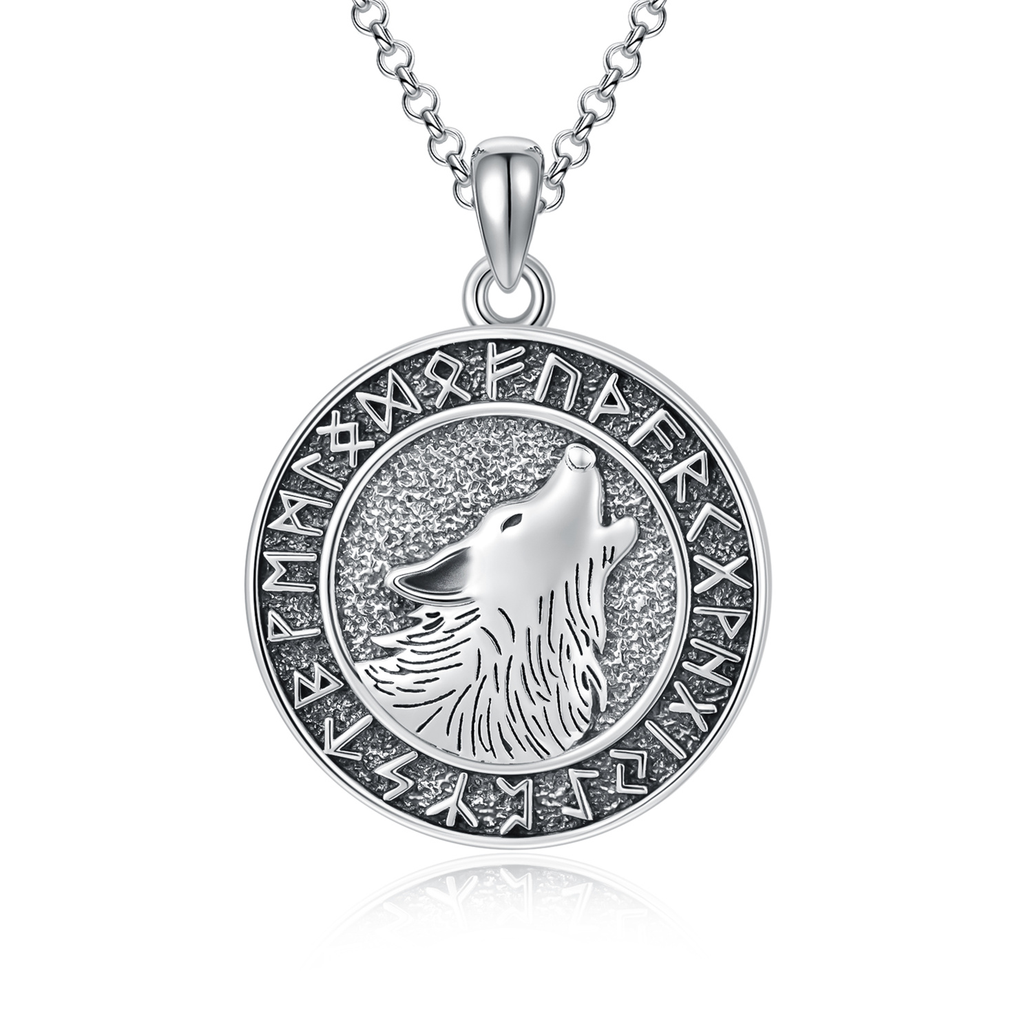 Viking Wolf Pendant Necklace - Viking Jewelry with Runes Coin Design for Men & Women - Image 7