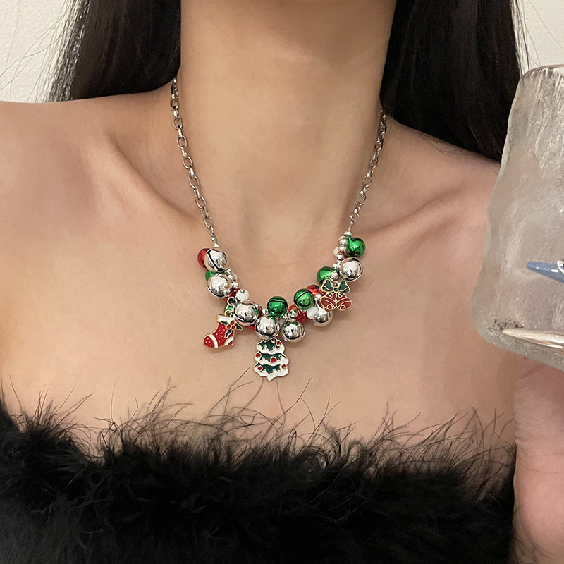 Vibrant Bell Christmas Tree Socks with Stylish Stitching Necklace - Image 2