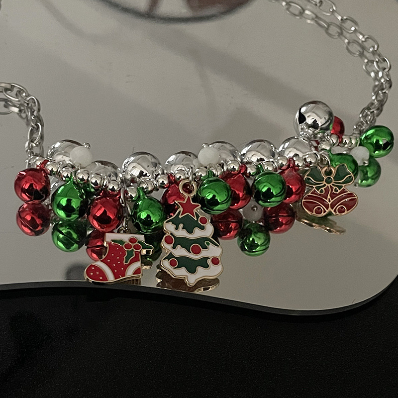 Vibrant Bell Christmas Tree Socks with Stylish Stitching Necklace - Image 3