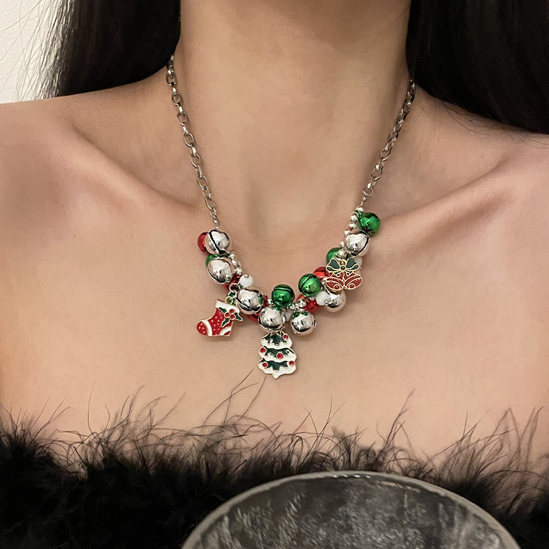 Vibrant Bell Christmas Tree Socks with Stylish Stitching Necklace - Image 6