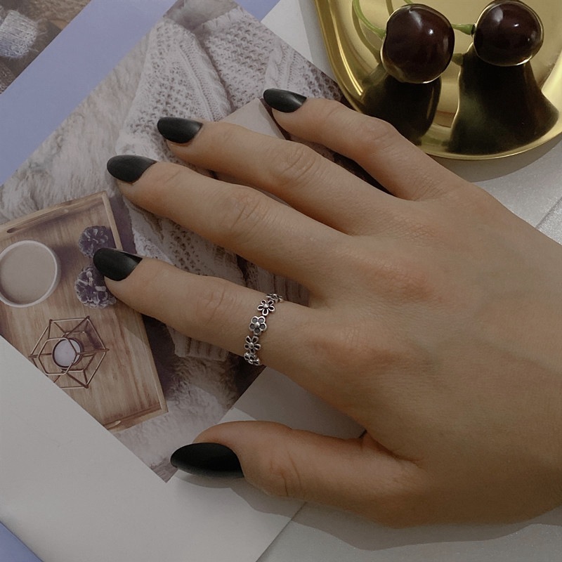 S925 Sterling Silver Adjustable Diamond Ring - Stylish Hollow Flower Design - Image 3