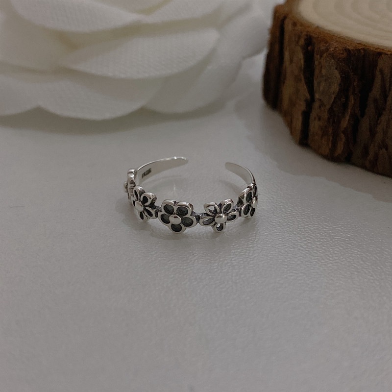 S925 Sterling Silver Adjustable Diamond Ring - Stylish Hollow Flower Design - Image 4