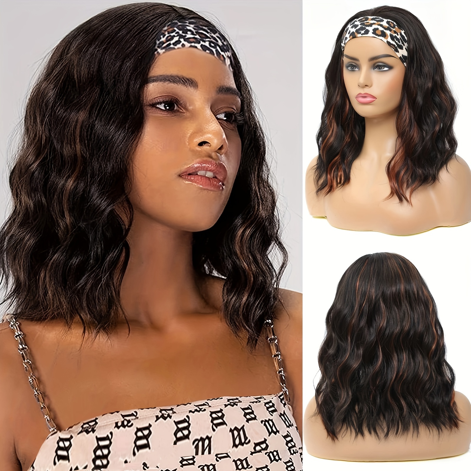 Trendy Water Wave Hairband - Non-toxic, Heat-resistant Synthetic Wig Cap, Elastic No Glue Design for All Occasions - Image 2