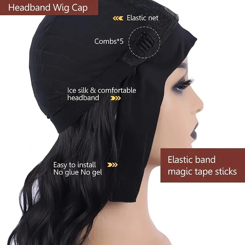 Trendy Water Wave Hairband - Non-toxic, Heat-resistant Synthetic Wig Cap, Elastic No Glue Design for All Occasions - Image 5