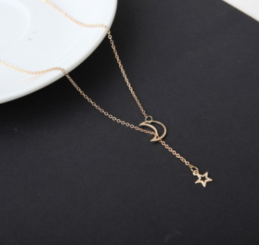 Charming Simple Moon Star Necklace - Elegant Clavicle Chain Short Necklace