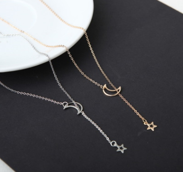 Charming Simple Moon Star Necklace - Elegant Clavicle Chain Short Necklace - Image 2