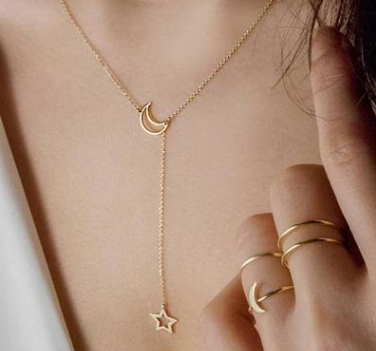 Charming Simple Moon Star Necklace - Elegant Clavicle Chain Short Necklace - Image 3