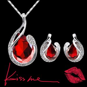 3pcs Water-Drop-Shaped Rhinestone Necklace and Earring Set for Women - Perfect Valentine's Day Jewelry