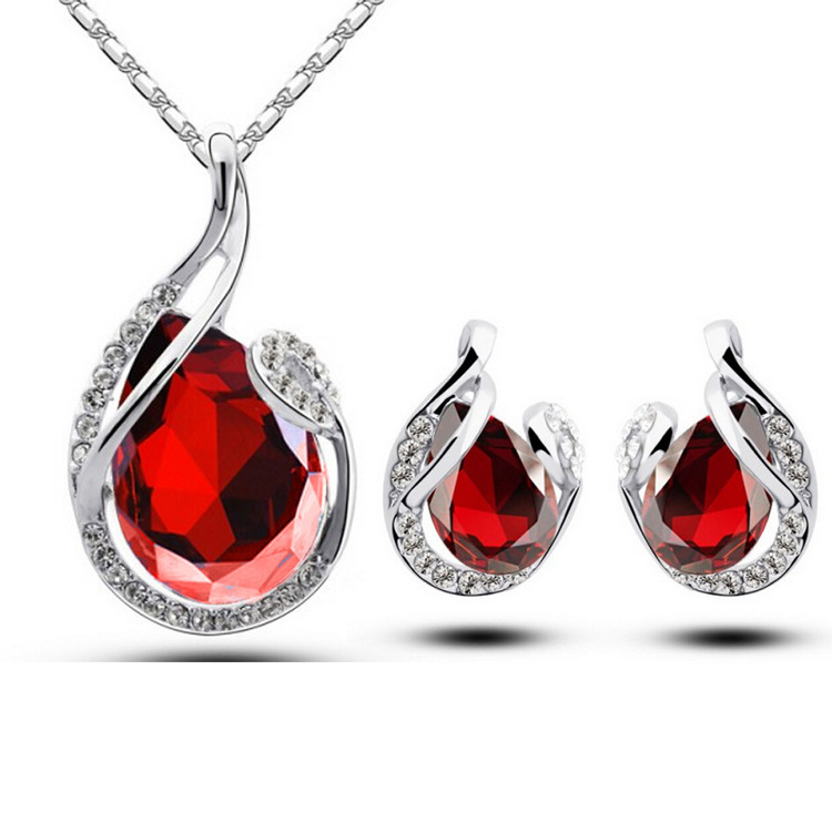 3pcs Water-Drop-Shaped Rhinestone Necklace and Earring Set for Women - Perfect Valentine's Day Jewelry - Image 6