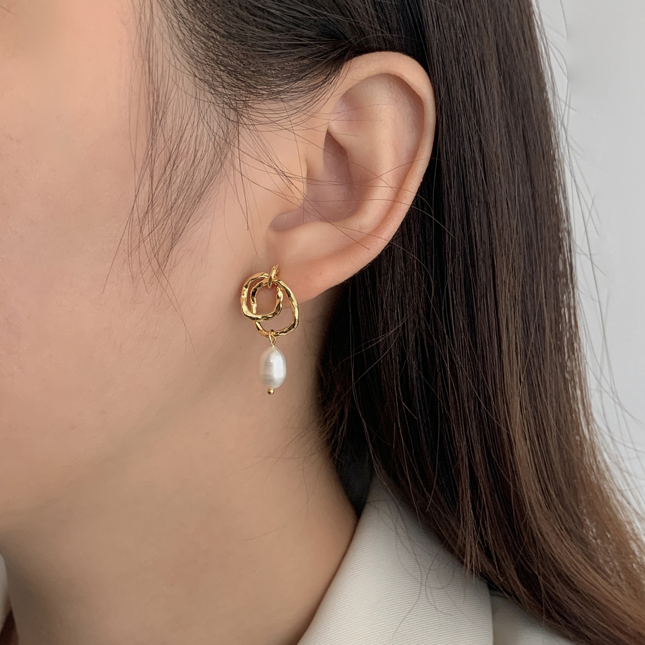 S925 Sterling Silver Double Layer Circle Earrings - Elegant Ear Studs - Image 3