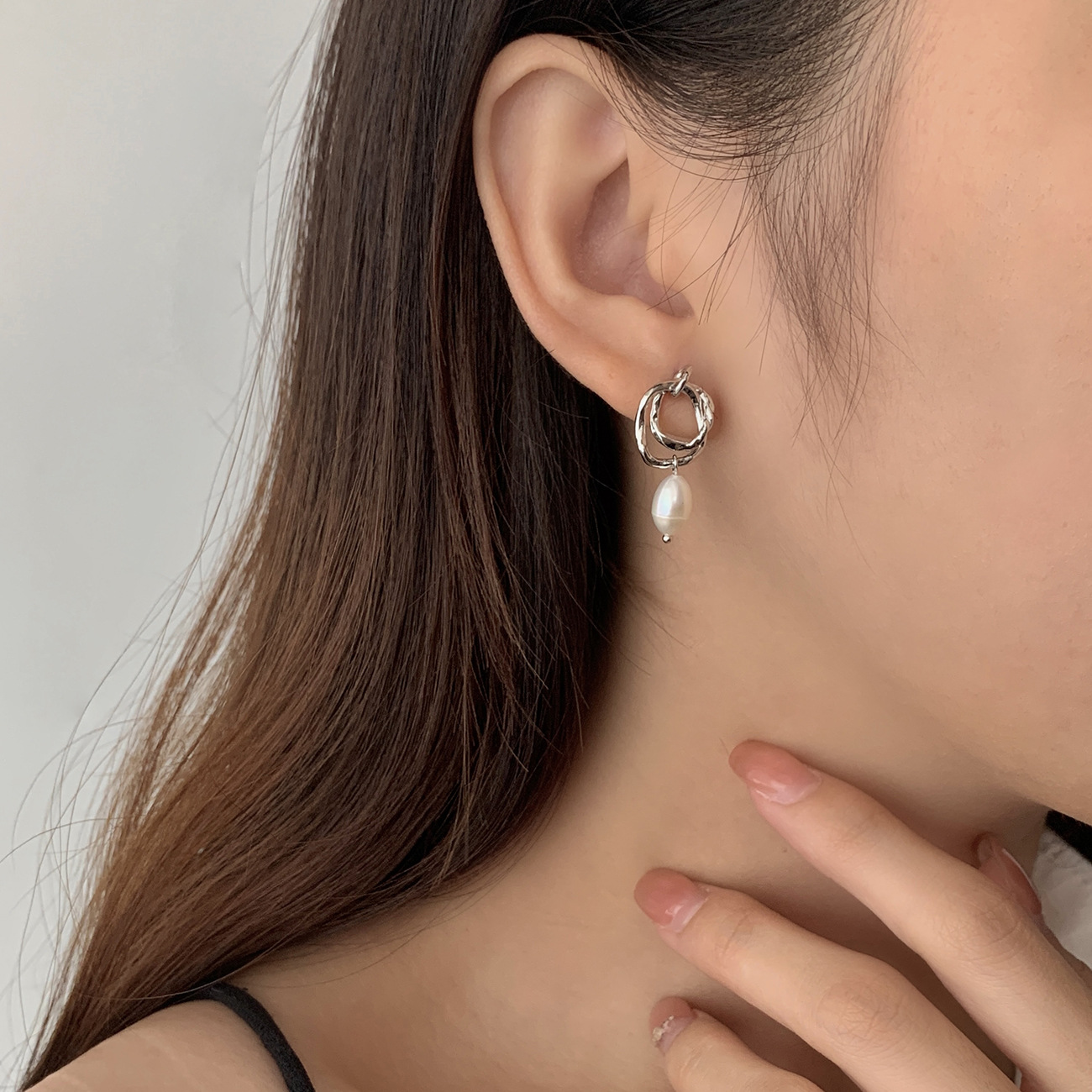 S925 Sterling Silver Double Layer Circle Earrings - Elegant Ear Studs - Image 4