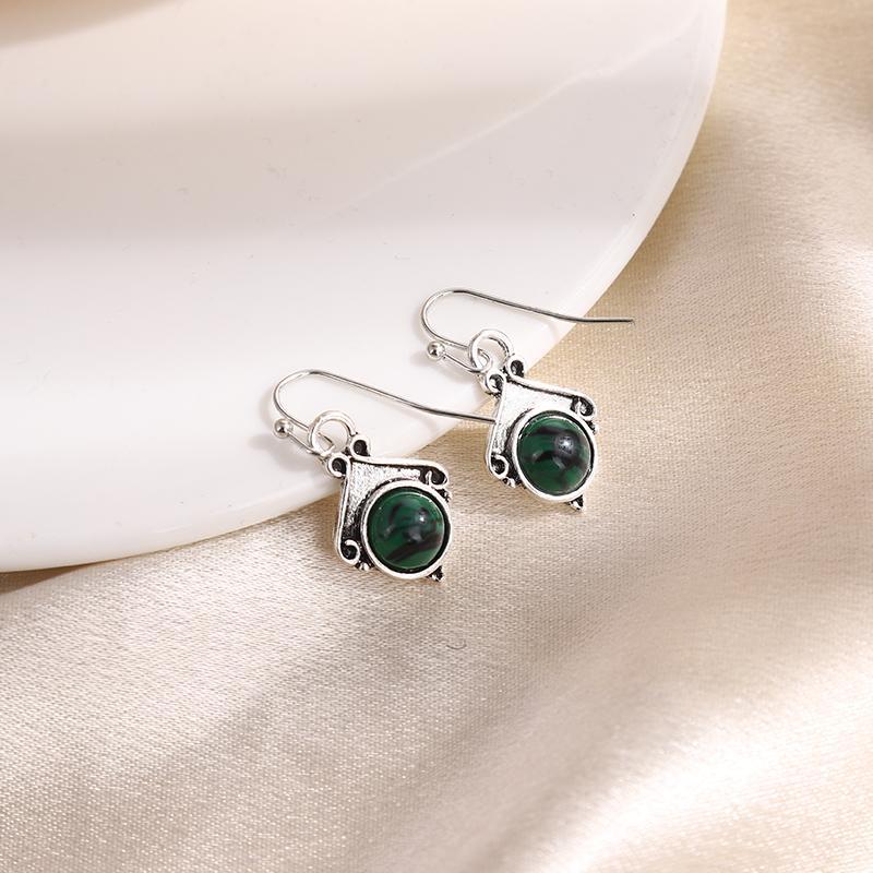 Elegant Dark Green Opal Inlaid Earrings for Stunning Style