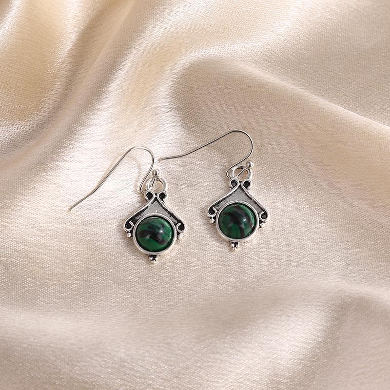 Elegant Dark Green Opal Inlaid Earrings for Stunning Style - Image 2