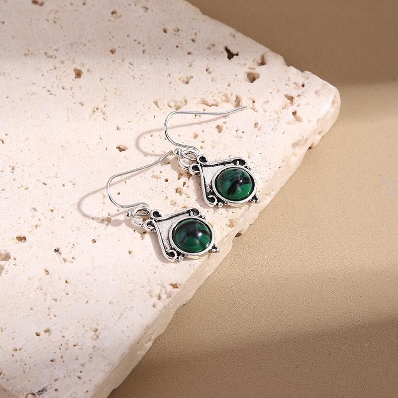 Elegant Dark Green Opal Inlaid Earrings for Stunning Style - Image 3
