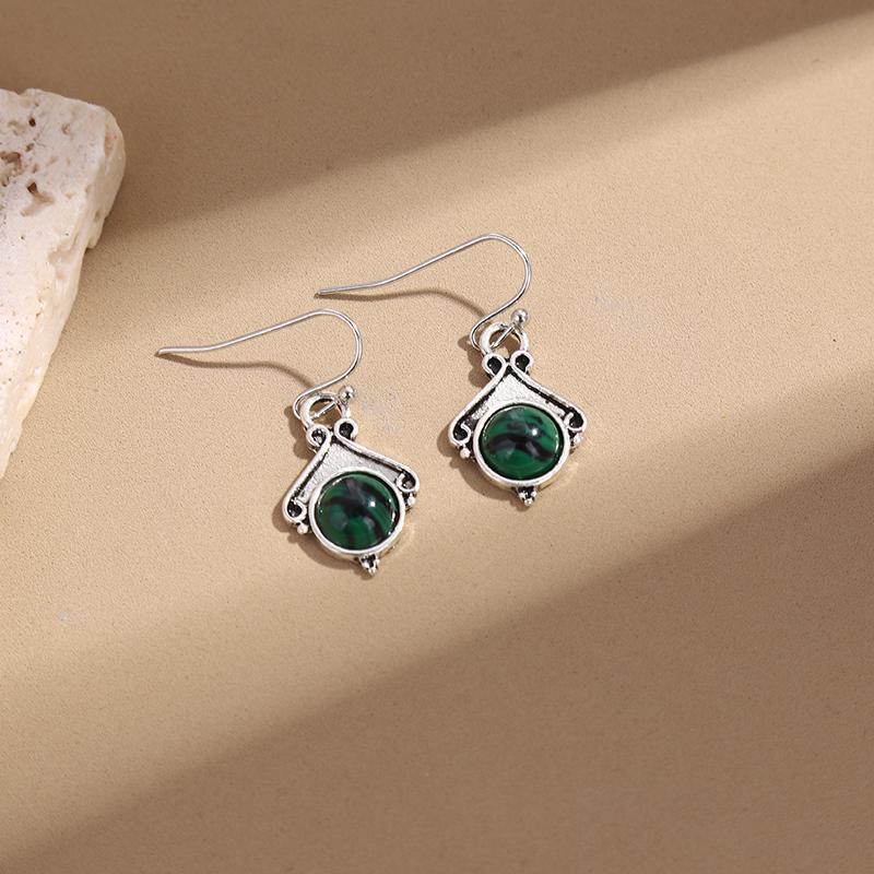 Elegant Dark Green Opal Inlaid Earrings for Stunning Style - Image 4
