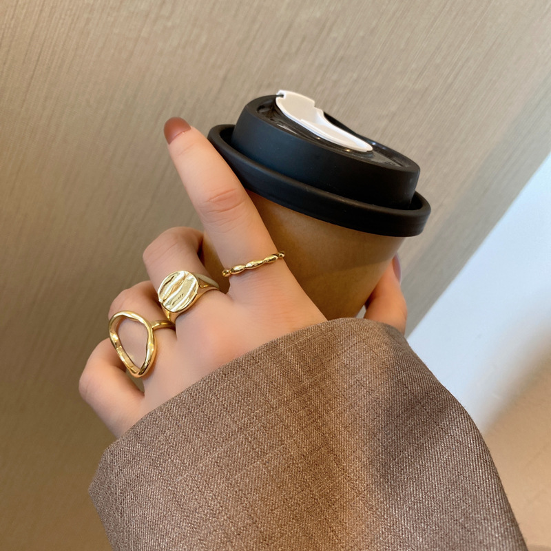 Stylish Personality Geometry Hollow Three-Piece Ring Set for Unique Fashion - Image 11