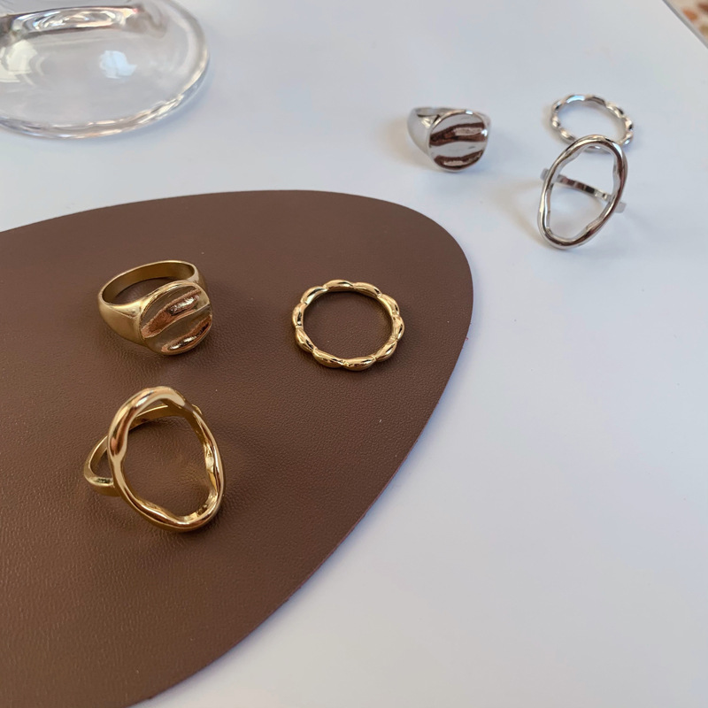 Stylish Personality Geometry Hollow Three-Piece Ring Set for Unique Fashion - Image 14