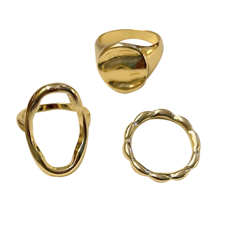Stylish Personality Geometry Hollow Three-Piece Ring Set for Unique Fashion - Image 15