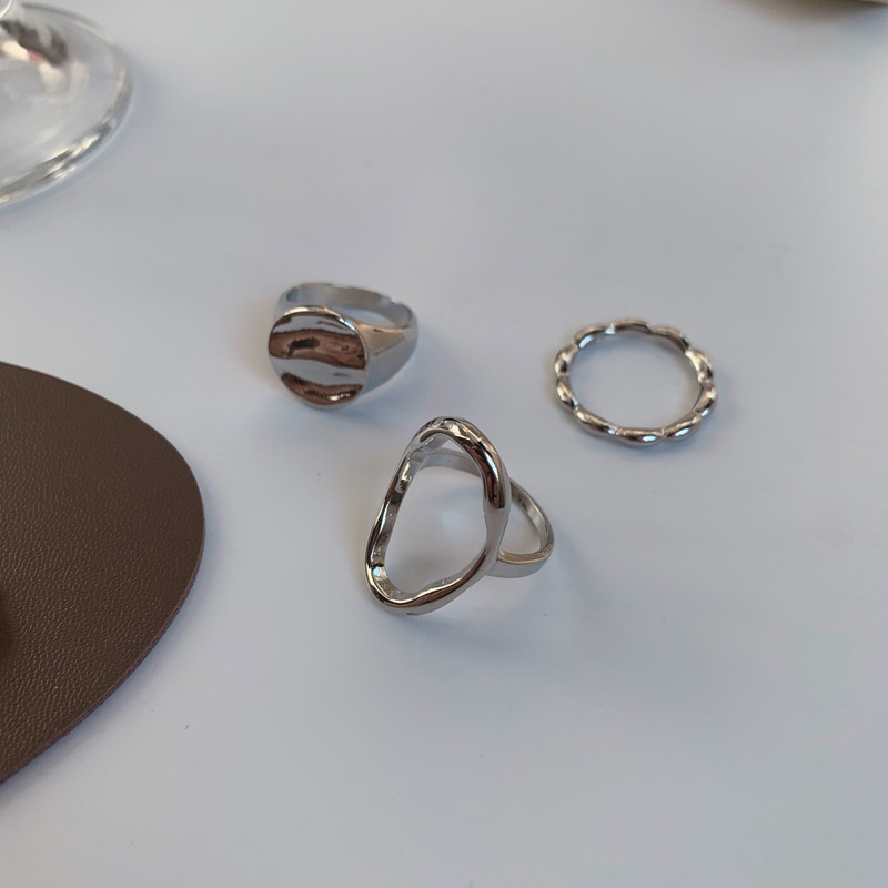 Stylish Personality Geometry Hollow Three-Piece Ring Set for Unique Fashion - Image 17