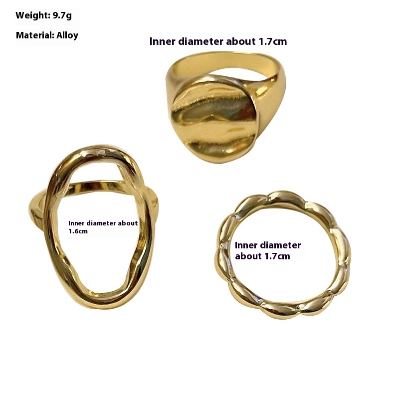 Stylish Personality Geometry Hollow Three-Piece Ring Set for Unique Fashion - Image 18