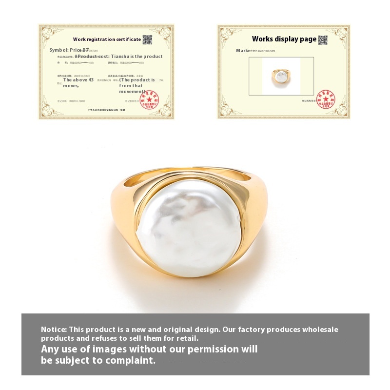 Elegant Alloy Gold Plated Pearl Ring - Stunning Jewelry for Every Occasion - Image 6