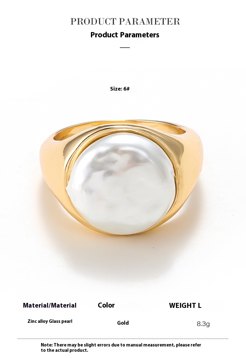 Elegant Alloy Gold Plated Pearl Ring - Stunning Jewelry for Every Occasion - Image 9