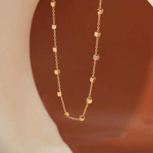 Stylish Niche Small Square Necklace in Durable Stainless Steel