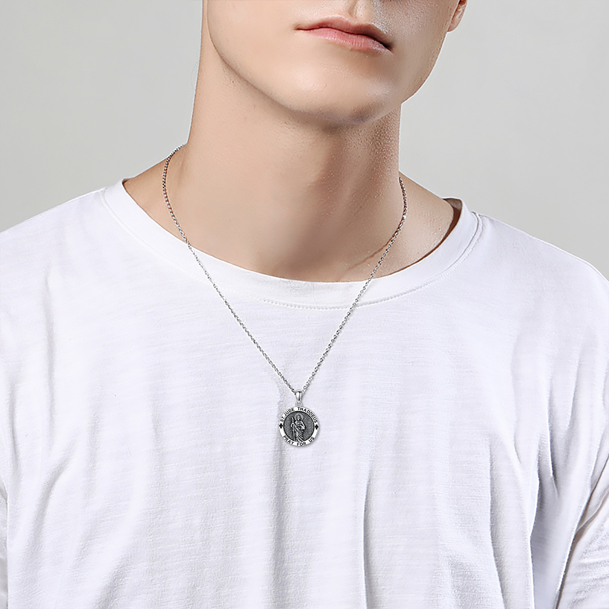 925 Sterling Silver Saint Jude Pendant Necklace - Faith & Elegance Combined - Image 2