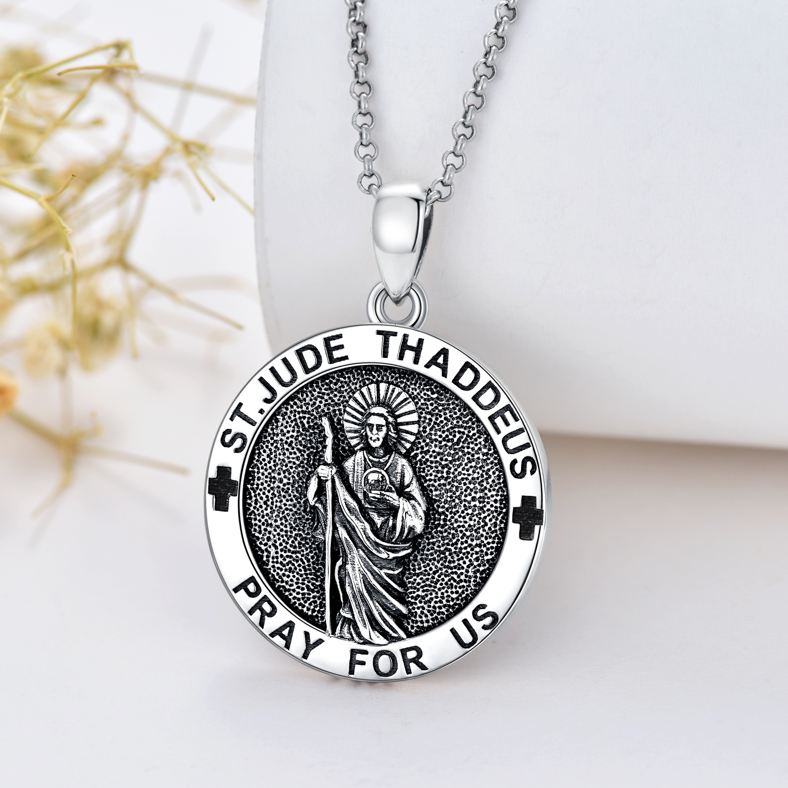 925 Sterling Silver Saint Jude Pendant Necklace - Faith & Elegance Combined - Image 3