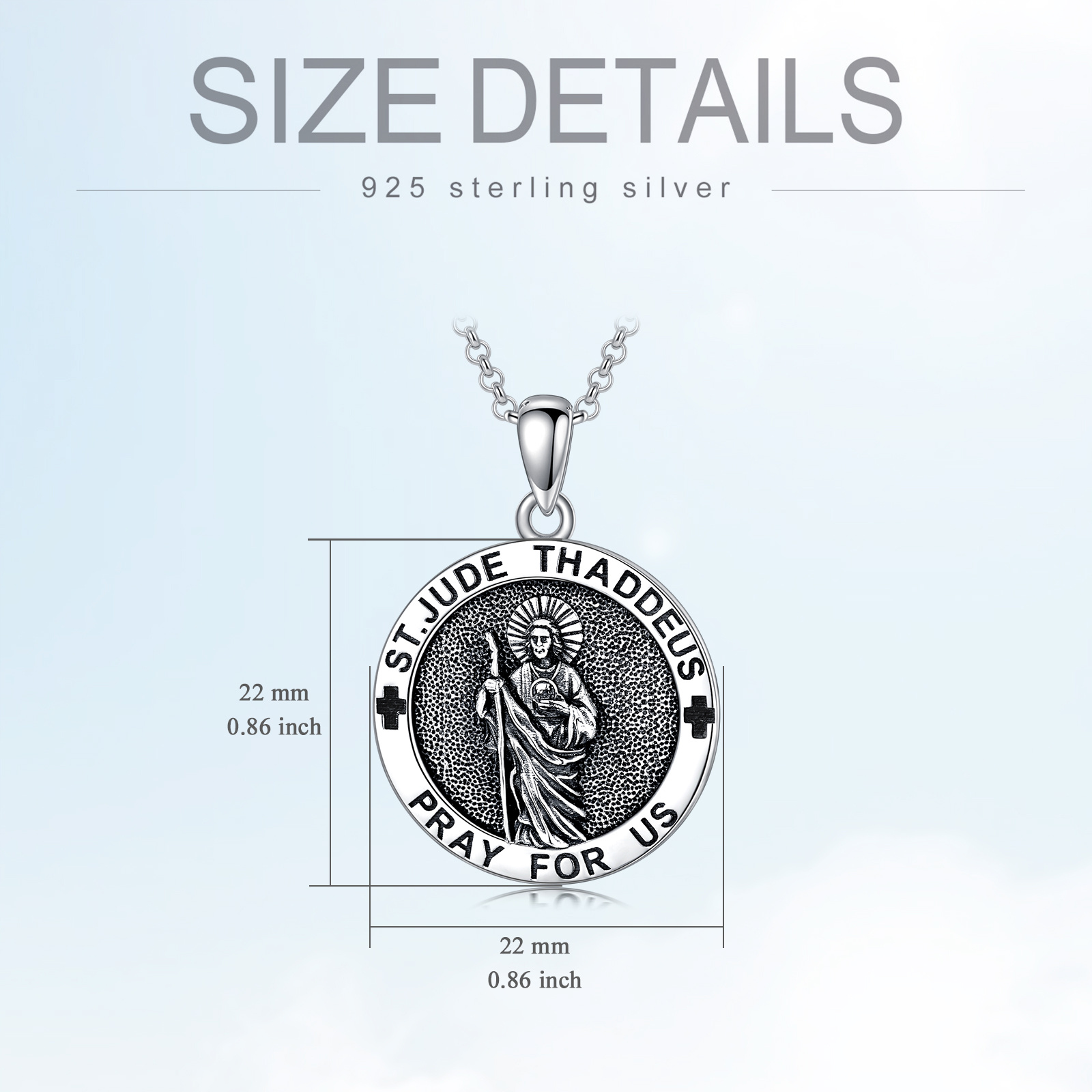 925 Sterling Silver Saint Jude Pendant Necklace - Faith & Elegance Combined - Image 5