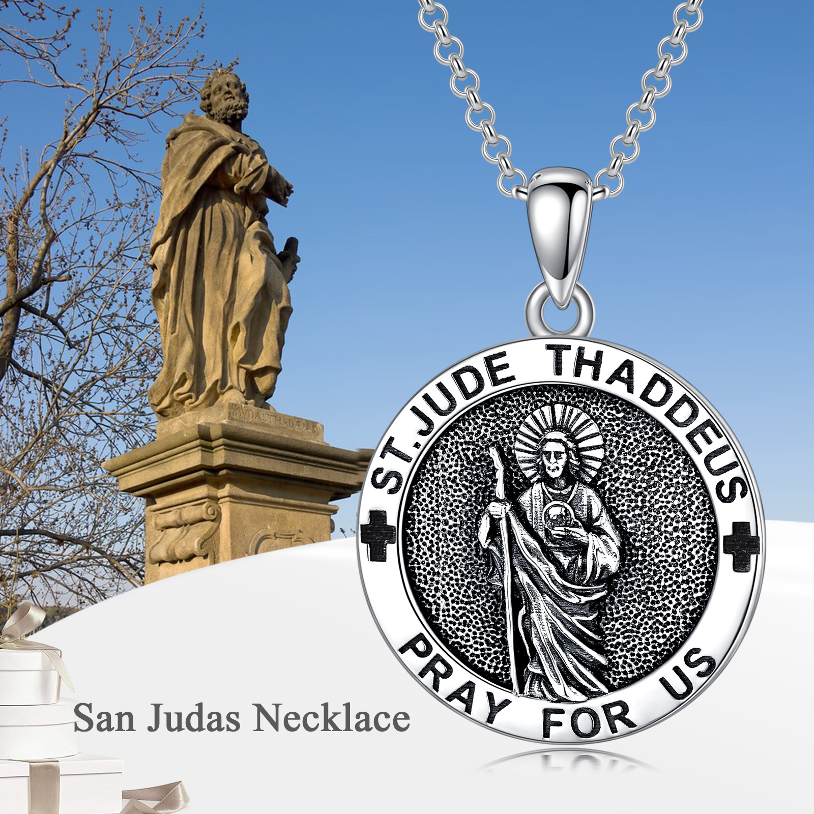 925 Sterling Silver Saint Jude Pendant Necklace - Faith & Elegance Combined - Image 6