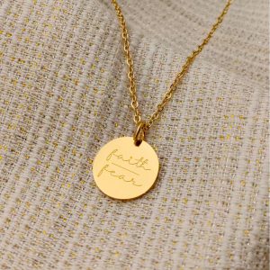 Stylish Women's Titanium Steel Round Pendant Necklace with English Letters