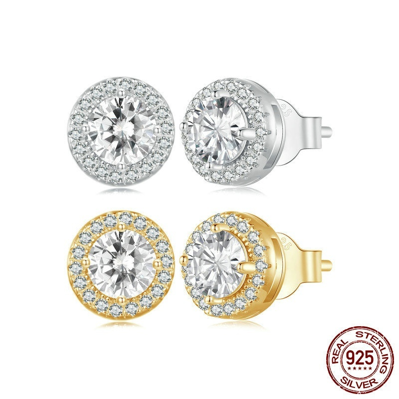 S925 Sterling Silver White Gold Plated Elegant All-Match Stud Earrings for Women - Image 2