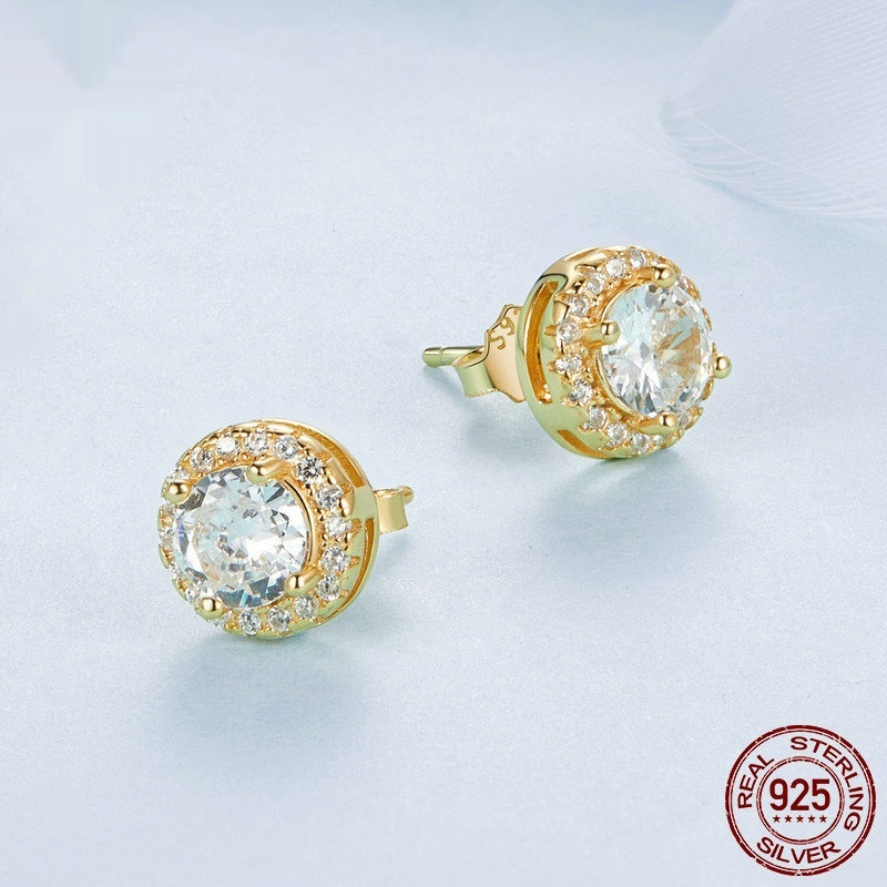 S925 Sterling Silver White Gold Plated Elegant All-Match Stud Earrings for Women - Image 3