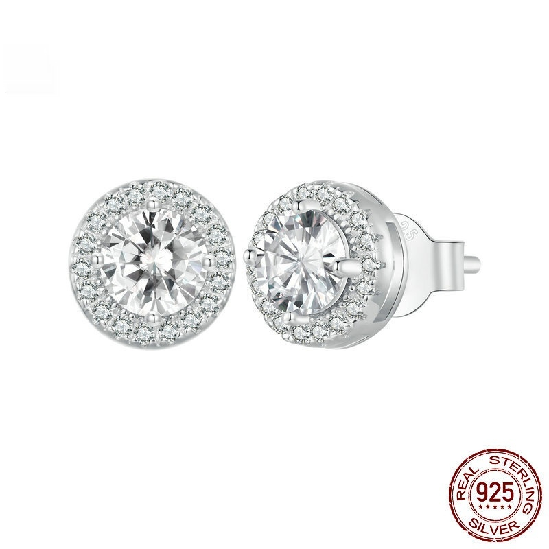S925 Sterling Silver White Gold Plated Elegant All-Match Stud Earrings for Women - Image 4