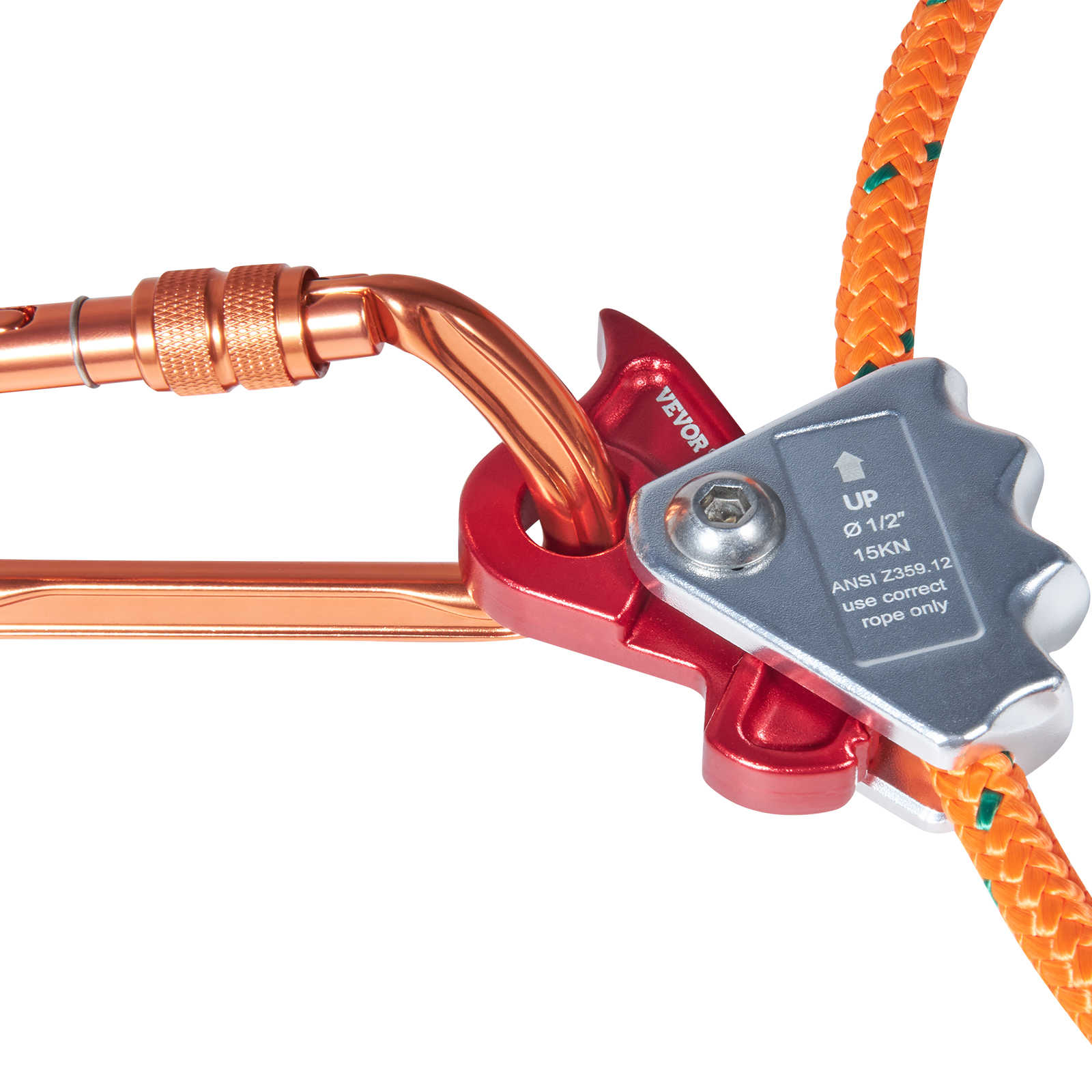 VEVOR Steel Core Flipline, 1/2" x 8' Arborist Flip Line with Alloy Steel Snap Hook, Aluminum Alloy Carabiner & Extra Tool Lanyard for Tree Climbing & Arborists - Image 5