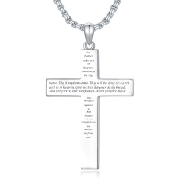 925 Sterling Silver Cross Pendant Necklace Featuring Christian Bible Verse - Image 2