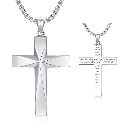 925 Sterling Silver Cross Pendant Necklace Featuring Christian Bible Verse - Image 8