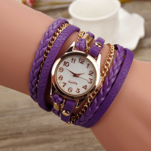 Stylish PU Leather Winding Bracelet Watch - Unique Rope Table Design